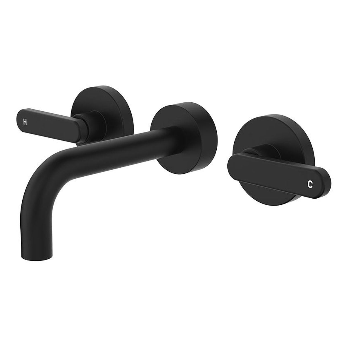 Fienza Kaya Wall Set, Lever Taps, 130mm, Matte Black