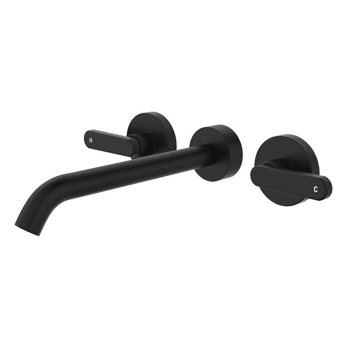 Fienza Kaya Wall Set, Lever Taps, 220mm, Matte Black