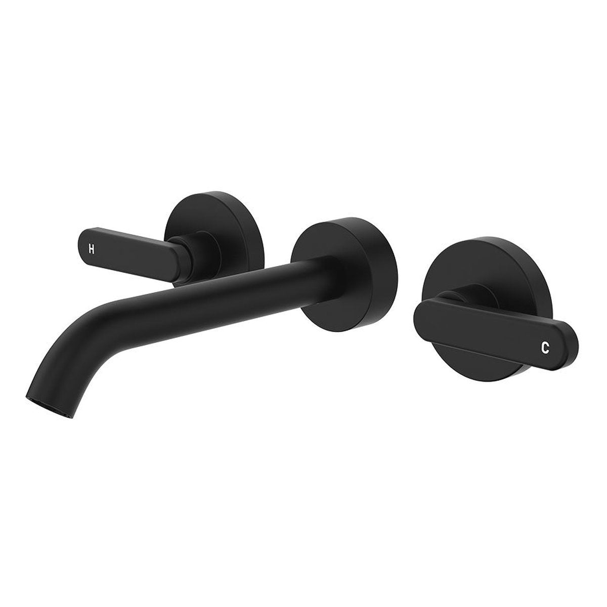 Fienza Kaya Wall Set, Lever Taps, 180mm, Matte Black