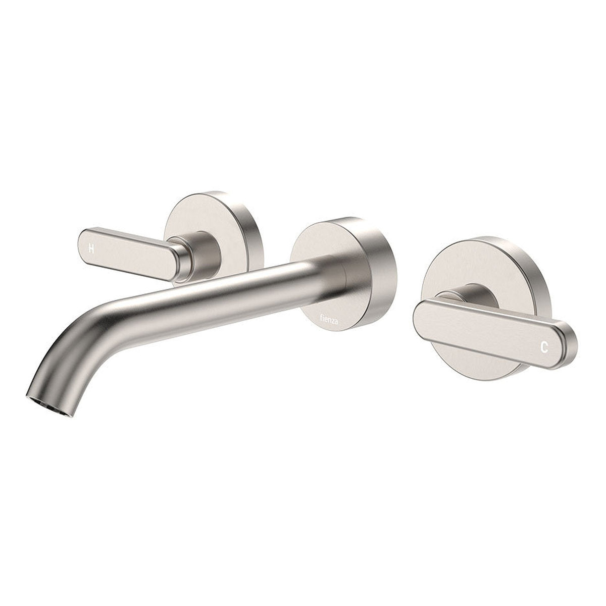 Fienza Kaya Wall Set, Lever Taps, 180mm, Brushed Nickel