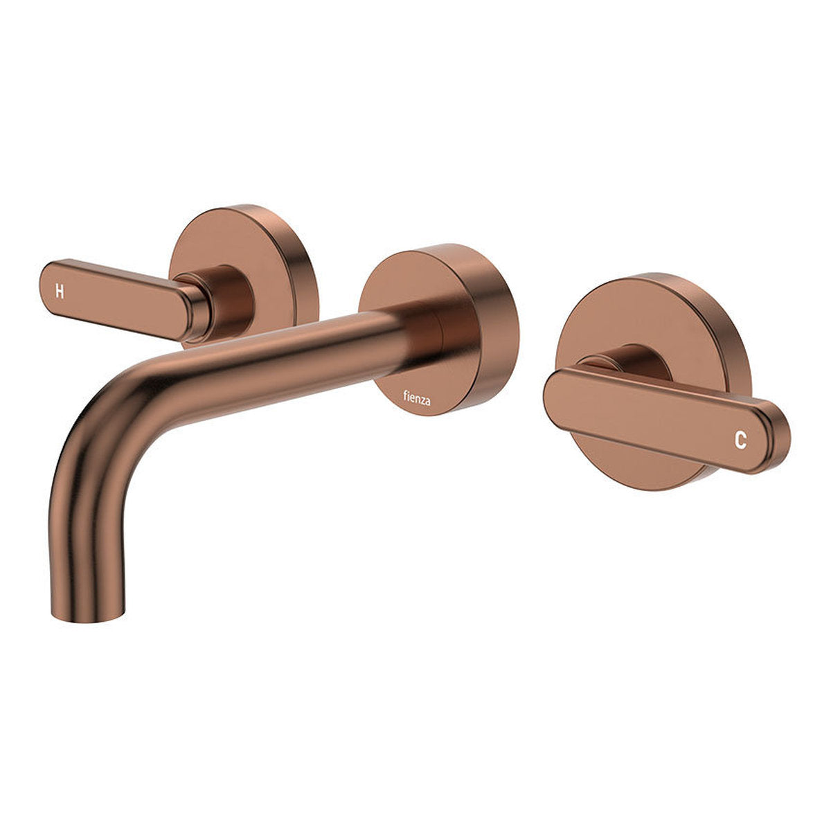 Fienza Kaya Wall Set, Lever Taps, 130mm, Brushed Copper
