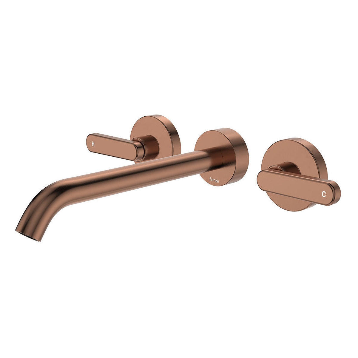 Fienza Kaya Wall Set, Lever Taps, 220mm, Brushed Copper
