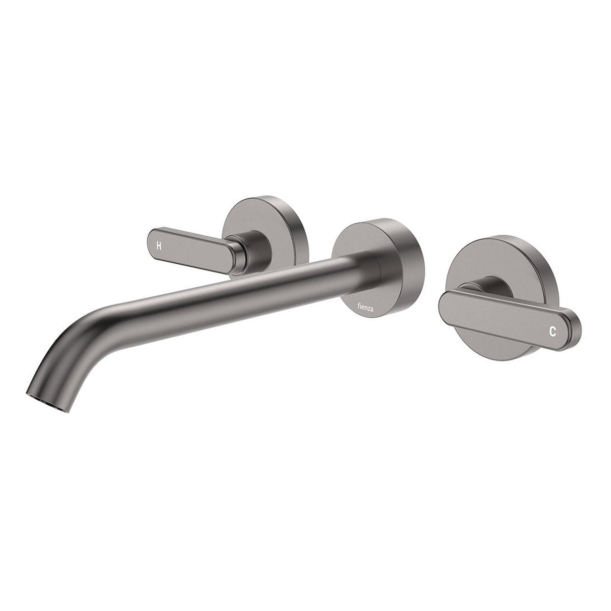 Fienza Kaya Wall Set, Lever Taps, 220mm, Gun Metal