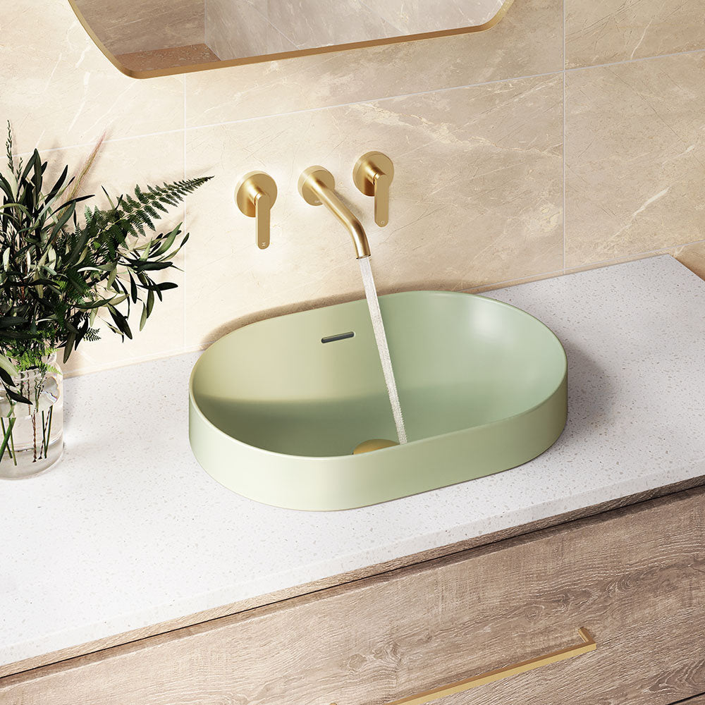 Fienza Kaya Wall Set, Lever Taps, 180mm, Urban Brass