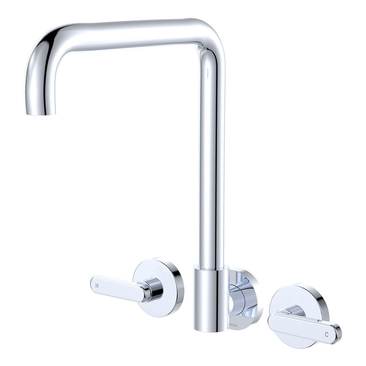 Fienza Kaya Squareline Wall Set, Lever Taps, Chrome