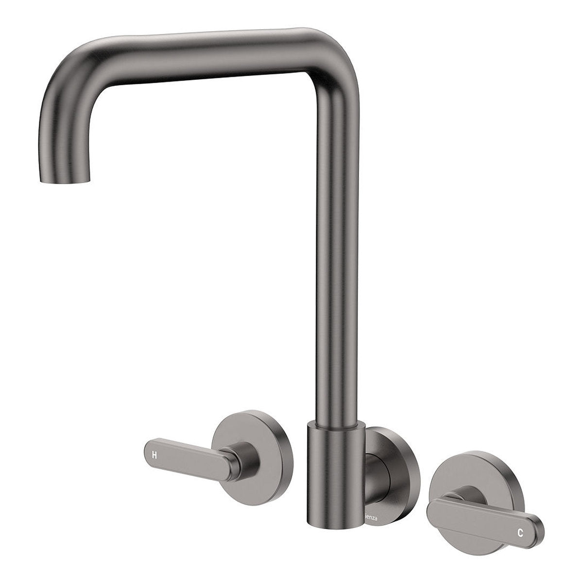 Fienza Kaya Squareline Wall Set, Lever Taps, Gun Metal
