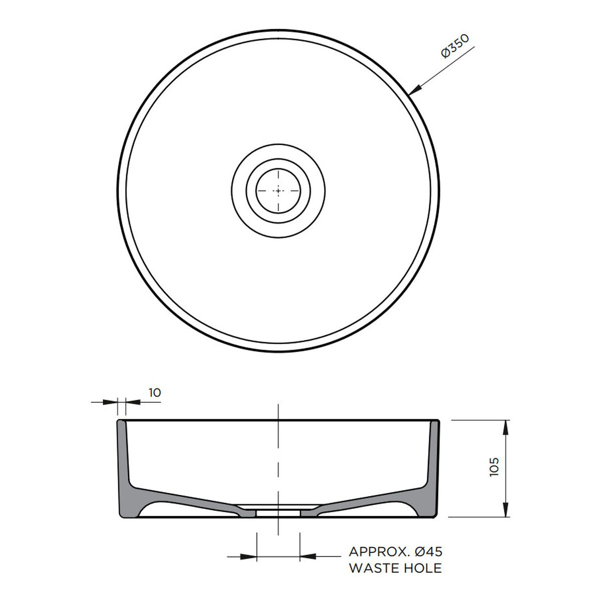Clay 350 Round Hand Basin - Storm