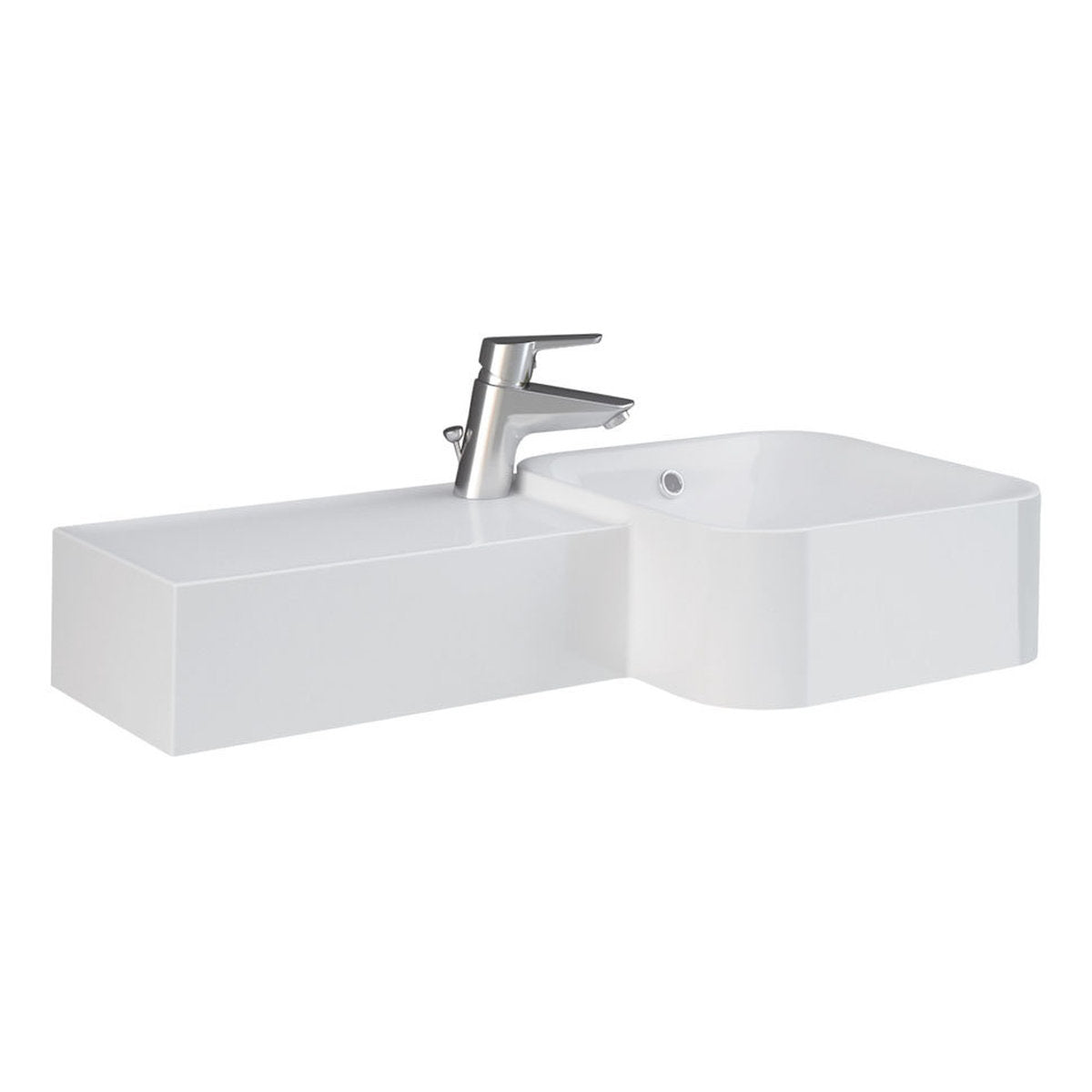 Fienza RAK Petit Square Wall Basin, Left Edge, 1 Tap Hole