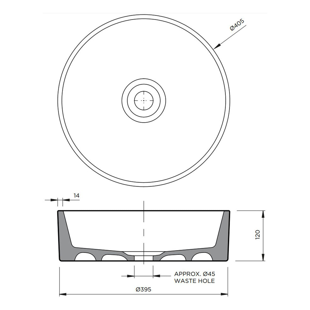 Clay 400 Round Hand Basin - Coast