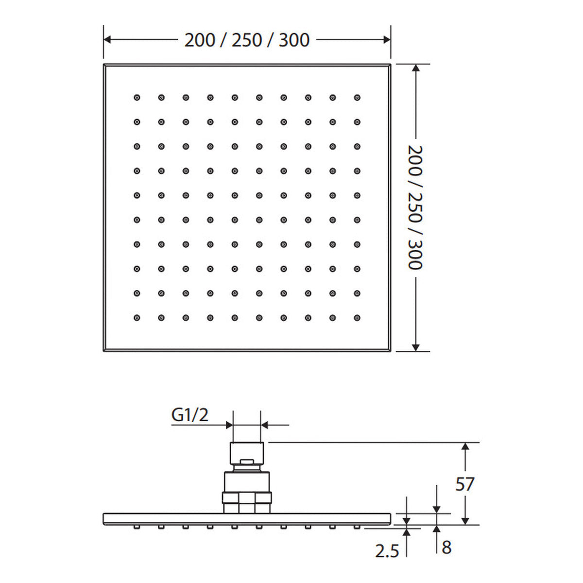 Fienza Modena Shower Head, 200mm