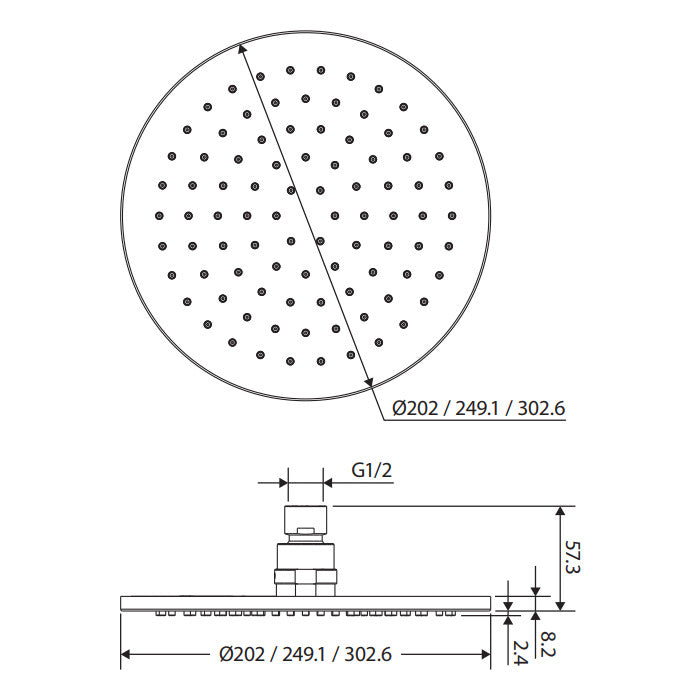 Fienza Starry Shower Head, 300mm, Brushed Copper