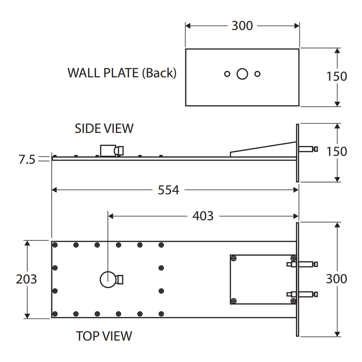 Fienza Komo Wall Mounted Overhead Sheet Shower