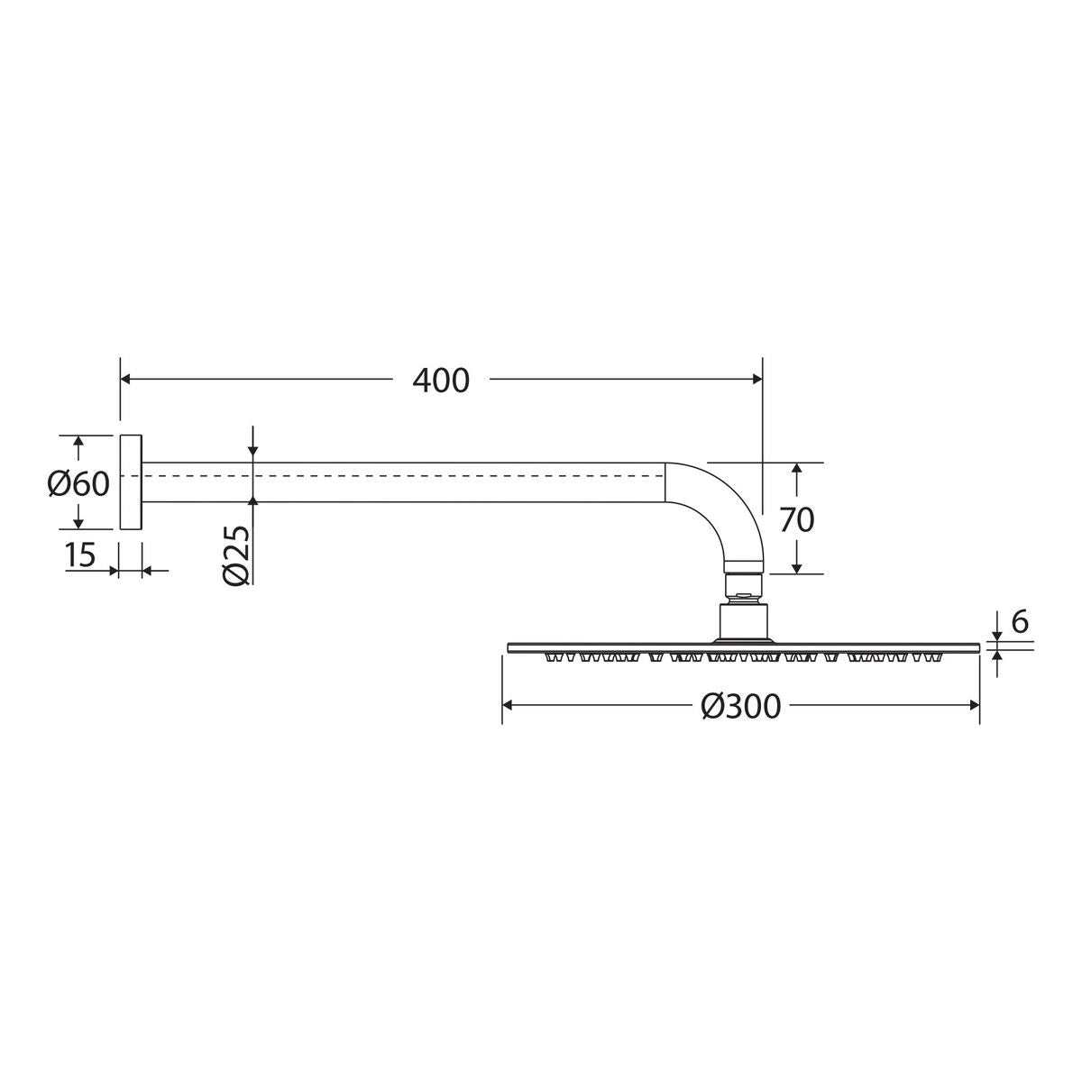 Fienza Kaya Outdoor Living Shower Arm Set, Brushed Stainless Steel