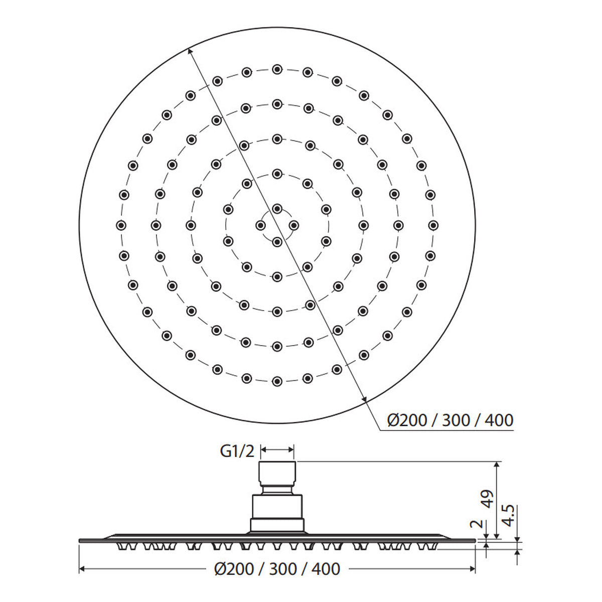 Fienza Slice Round Shower Head, 200mm