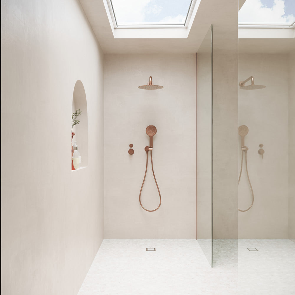 Kaya Shower Arm Set, Brushed Copper