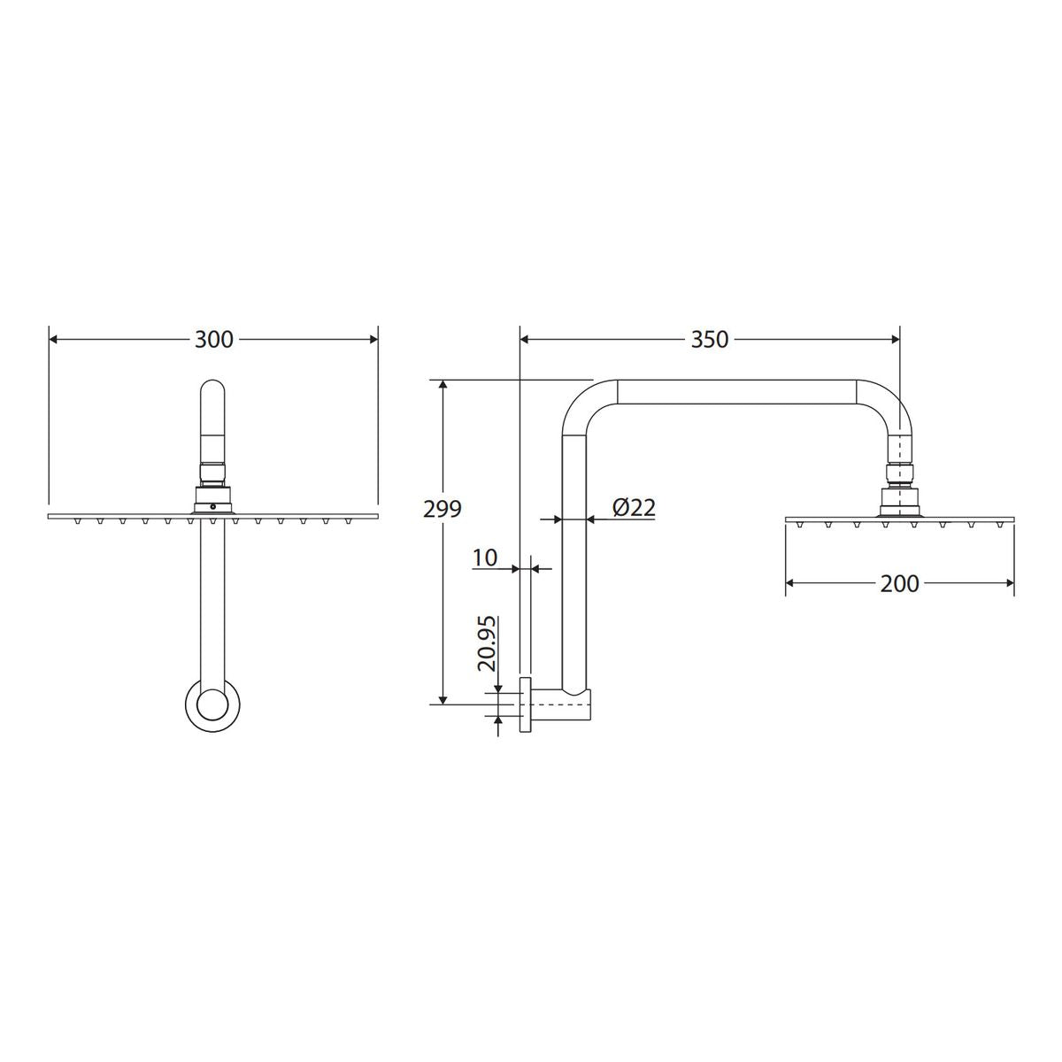 Fienza Tono Gooseneck Shower Arm Set, Chrome