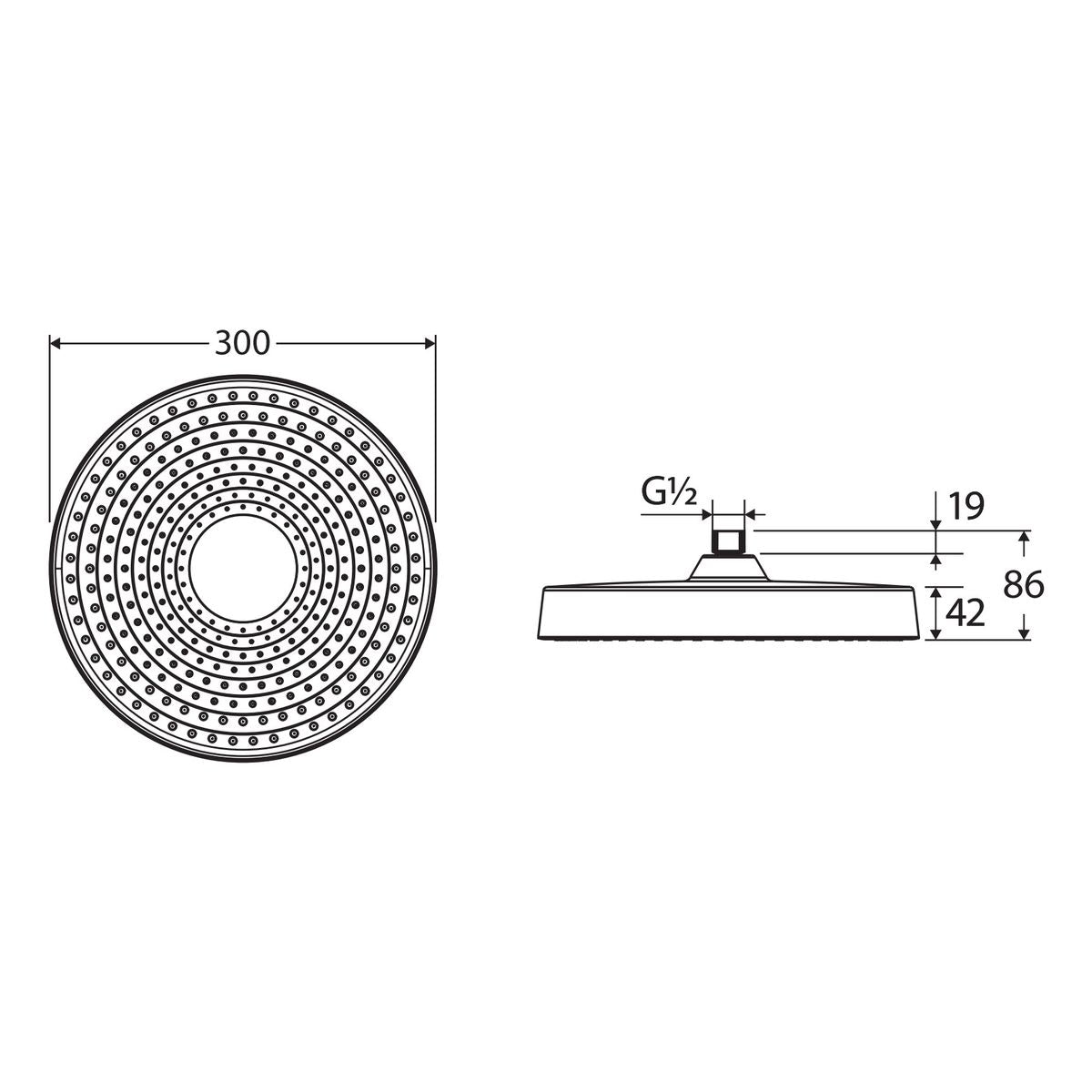 Fienza Kuro Shower Head, Round, Urban Brass