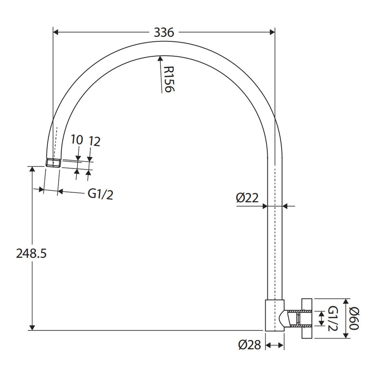 Fienza Round Swivel Gooseneck Arm