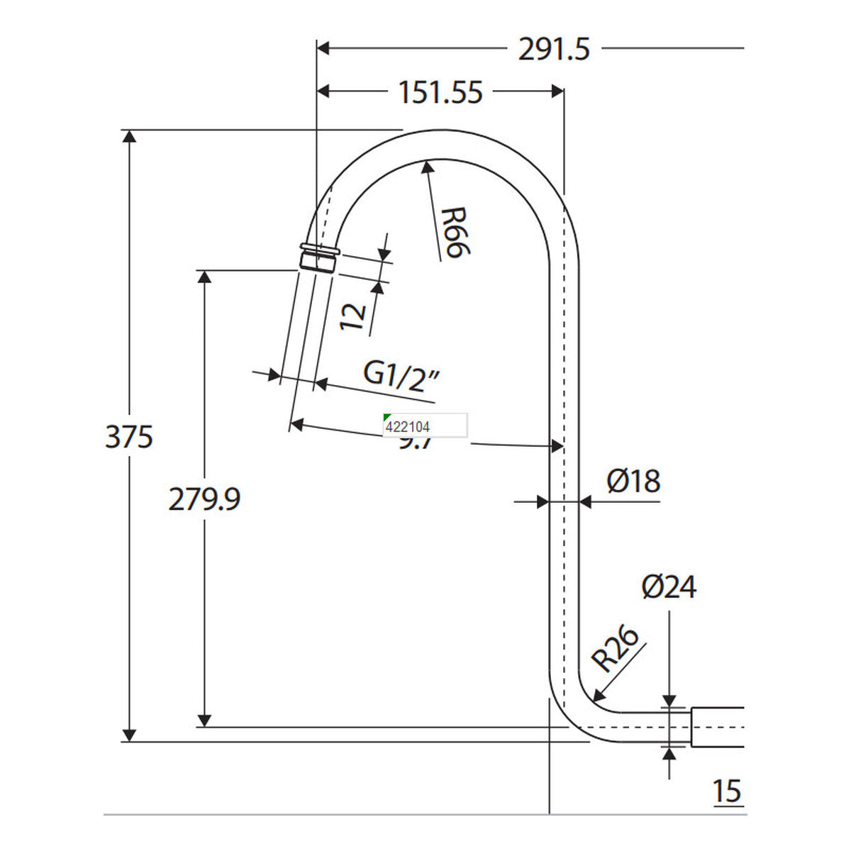 Fienza Round Fixed Swan-Neck Arm