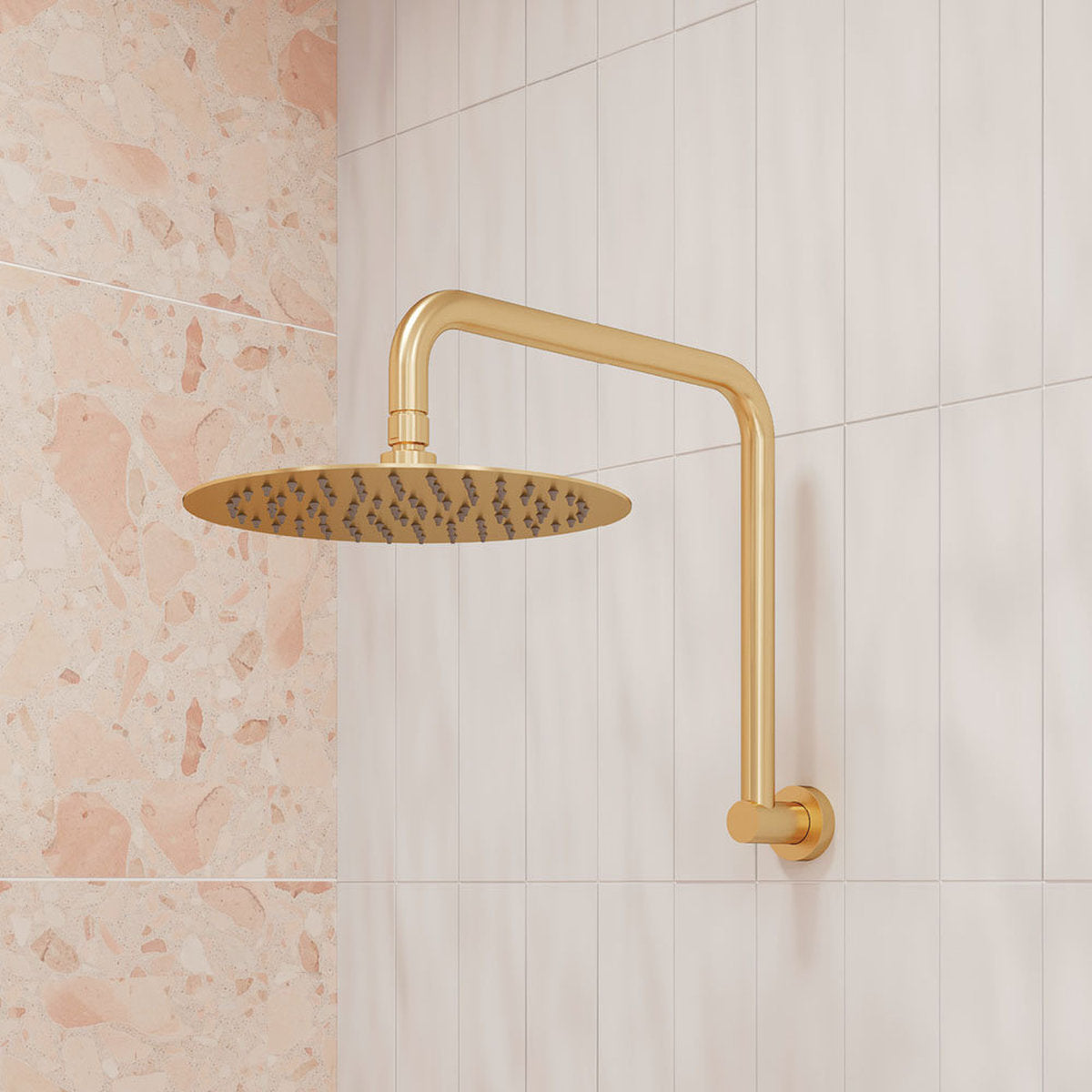 Fienza Round Fixed Gooseneck Shower Arm, Urban Brass