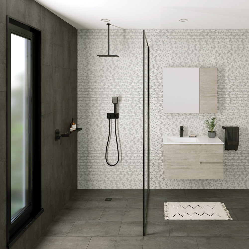 Fienza Round Shower Dropper, 300mm, Matte Black