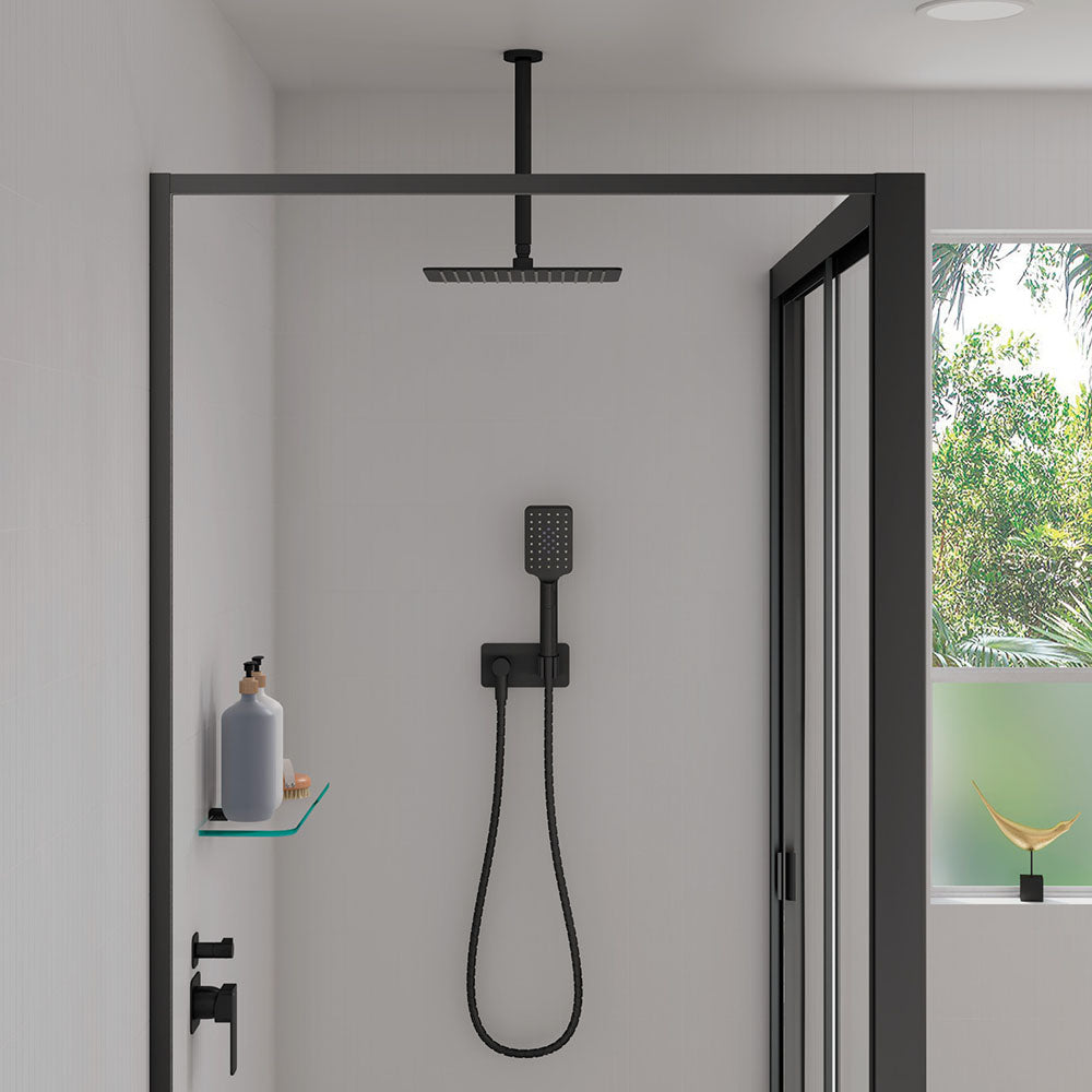 Fienza Round Shower Dropper, 300mm, Matte Black