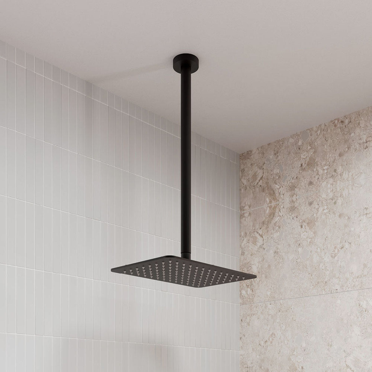 Fienza Round Shower Dropper, 450mm, Matte Black