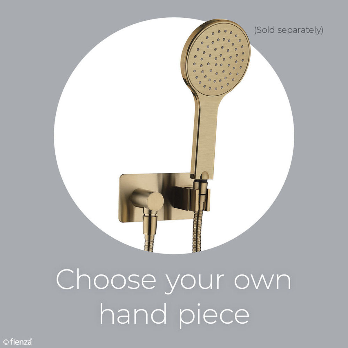 Fienza Universal Hand Shower Bracket & Hose, Rectangular Plate, Urban Brass