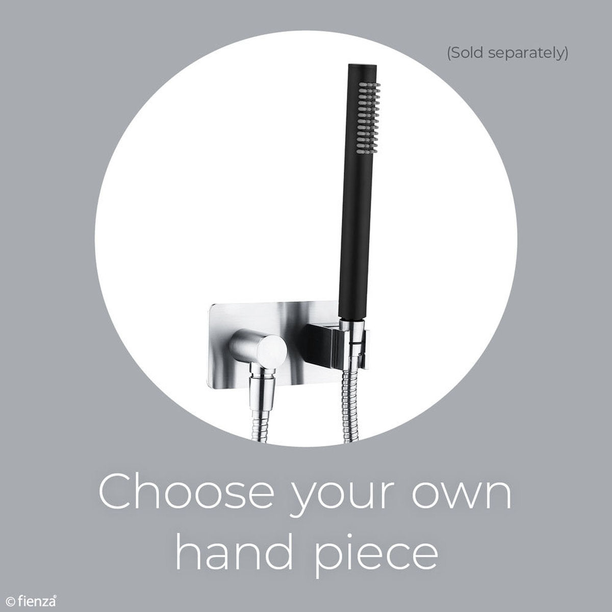 Fienza Universal Hand Shower Bracket & Hose, Rectangular Plate, Chrome