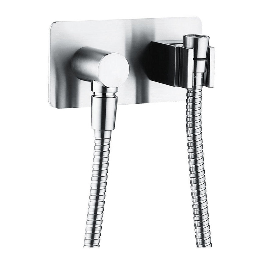 Fienza Universal Hand Shower Bracket & Hose, Rectangular Plate, Chrome