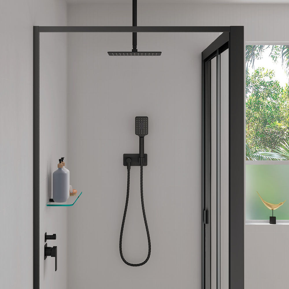 Fienza Tono Hand Shower, Rectangular Plate, Matte Black