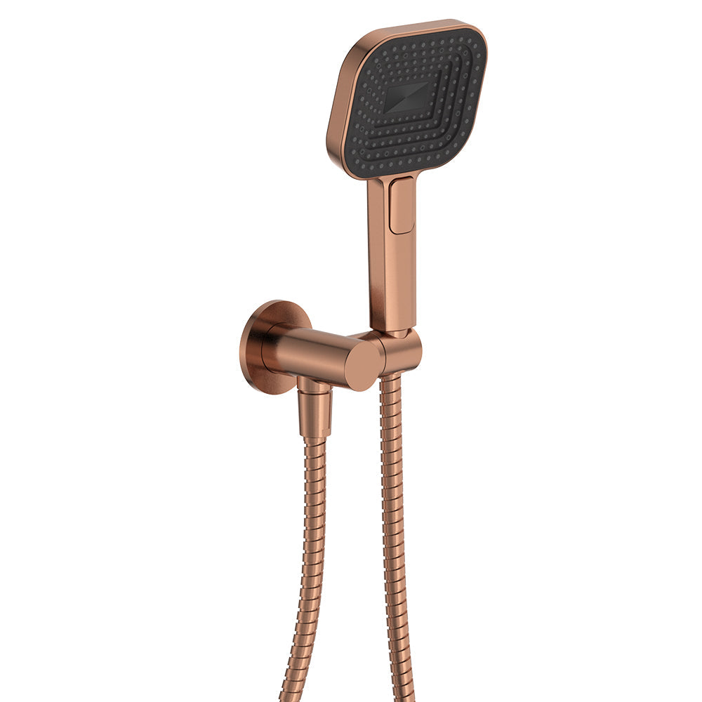 Fienza Kuro Hand Shower, Round Plate, Soft Square Head, Brushed Copper