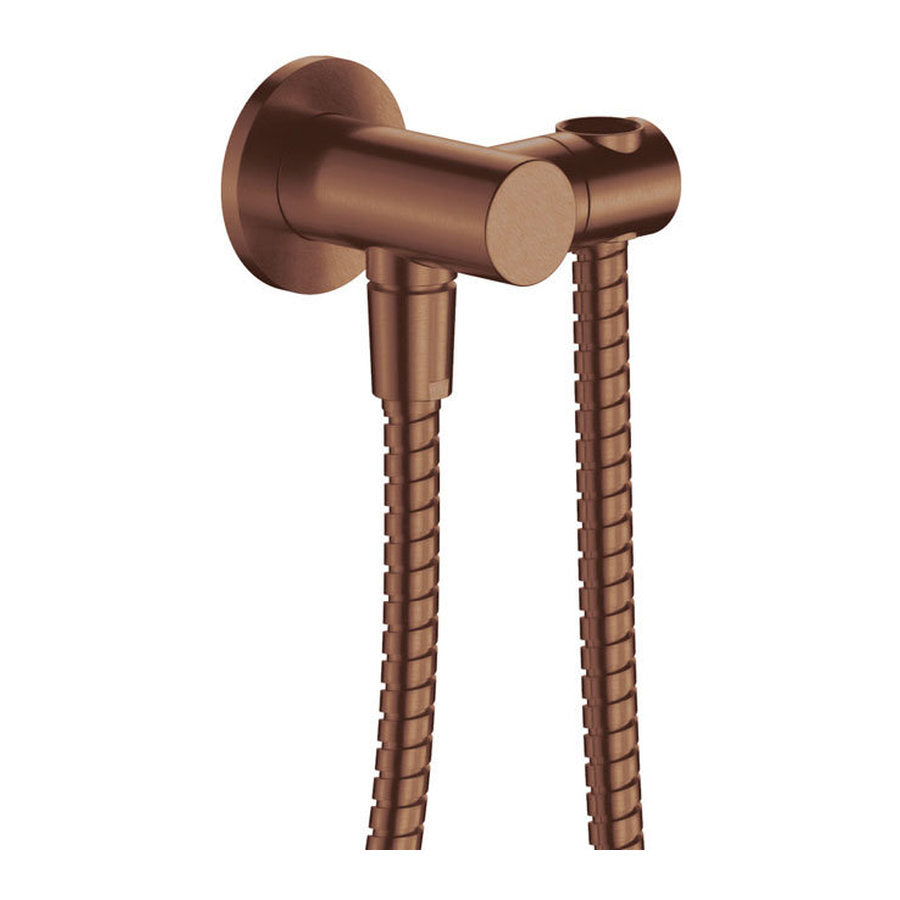 Fienza Universal Hand Shower Bracket & Hose, Round Plate, Brushed Copper
