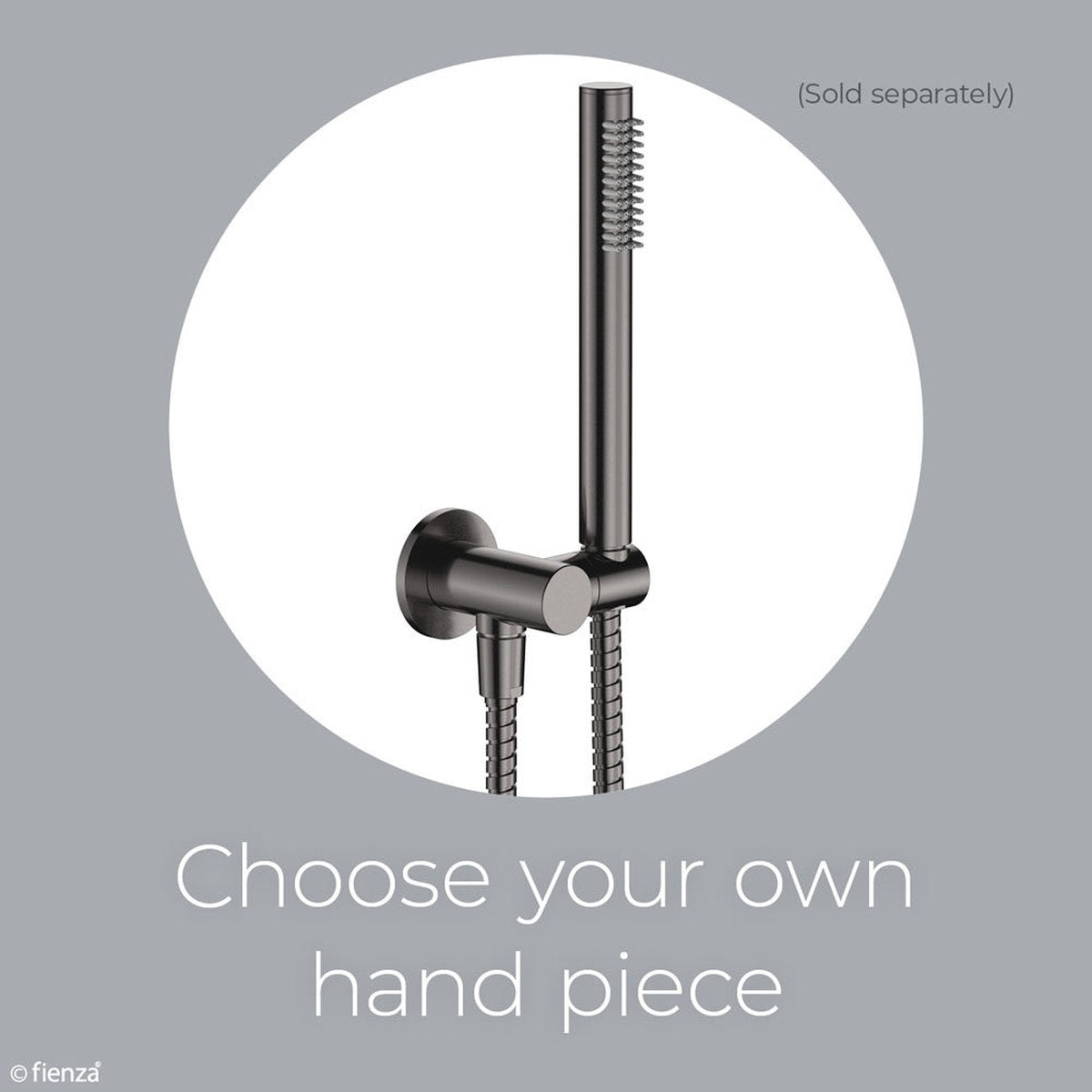 Fienza Universal Hand Shower Bracket & Hose, Round Plate, Gun Metal