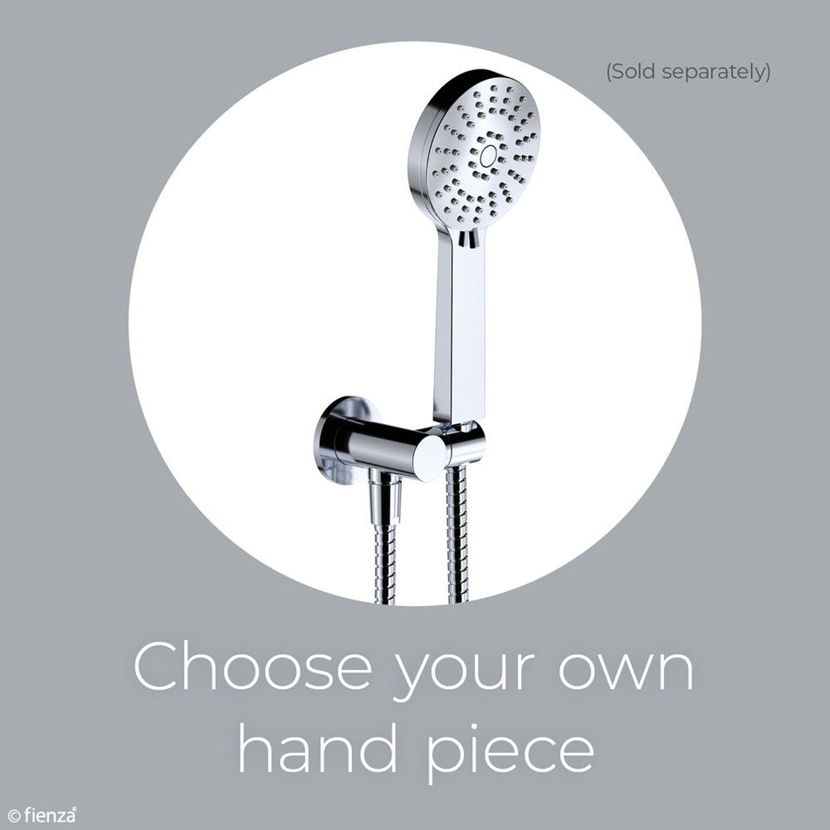 Fienza Universal Hand Shower Bracket & Hose, Round Plate, Chrome
