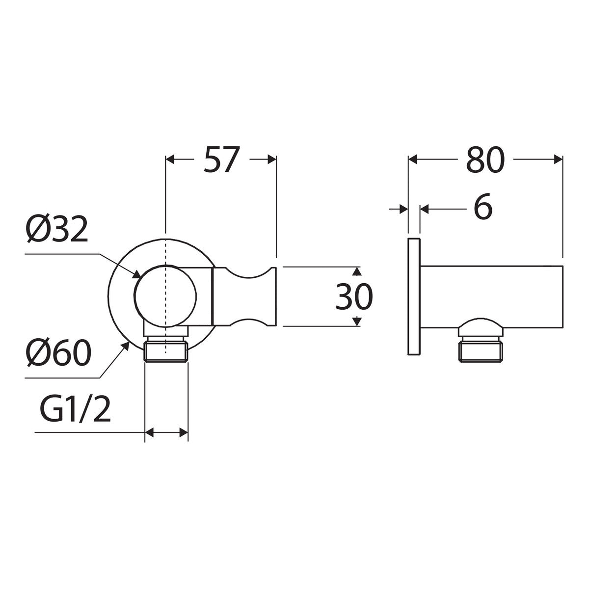 Fienza Universal Hand Shower Bracket & Hose, Round Plate, Urban Brass