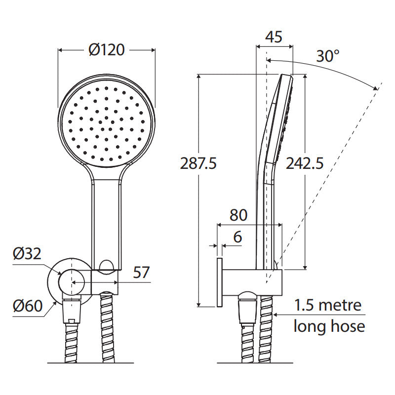 Kaya Hand Shower, Round Plate, Matte Black