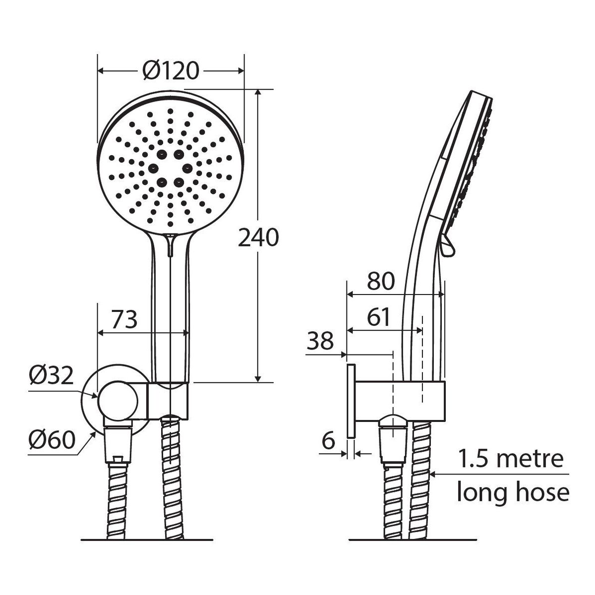 Empire Slim Hand Shower, Round Plate, Matte Black
