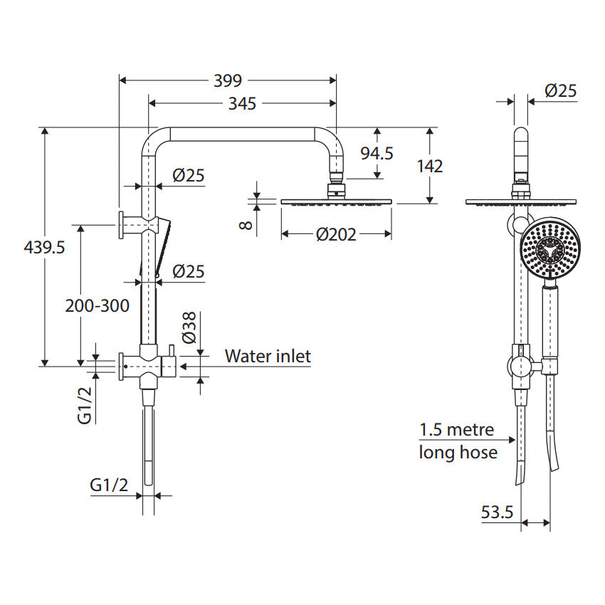 Isabella Twin Half-Rail Shower