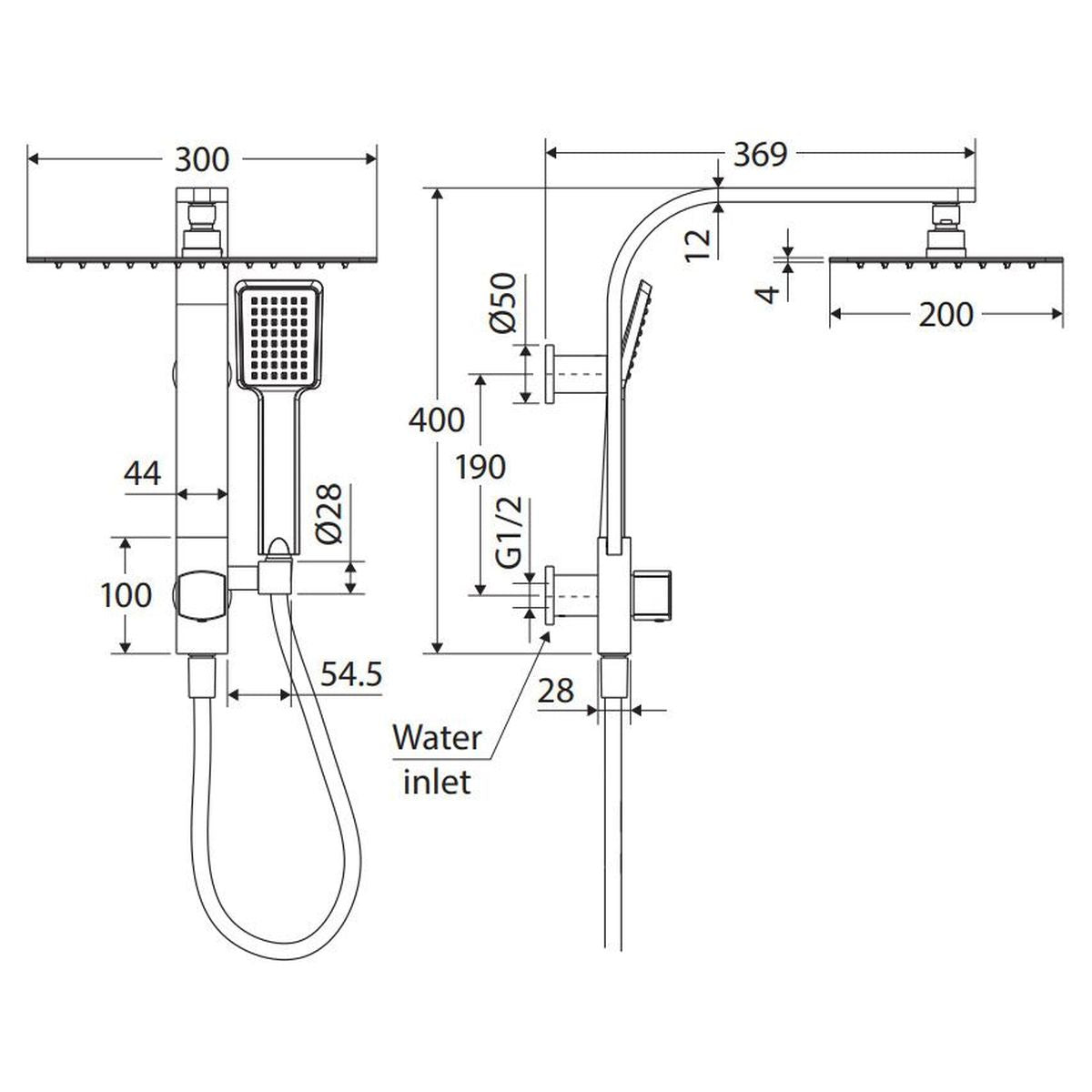Koko Twin Half-Rail Shower, Chrome
