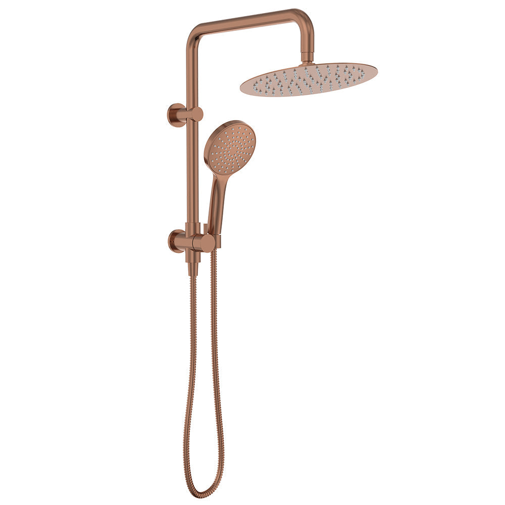 Kaya Twin Half-Rail Shower, Brushed Copper