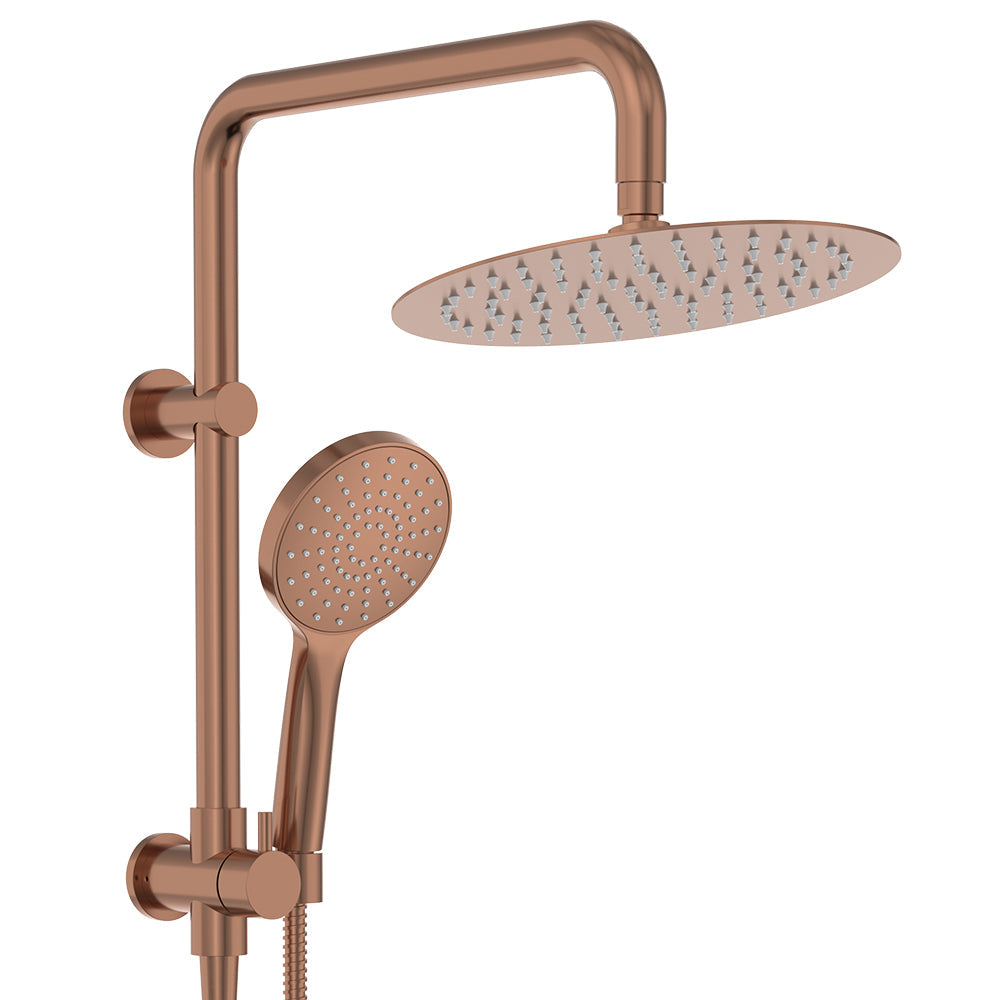 Kaya Twin Half-Rail Shower, Brushed Copper