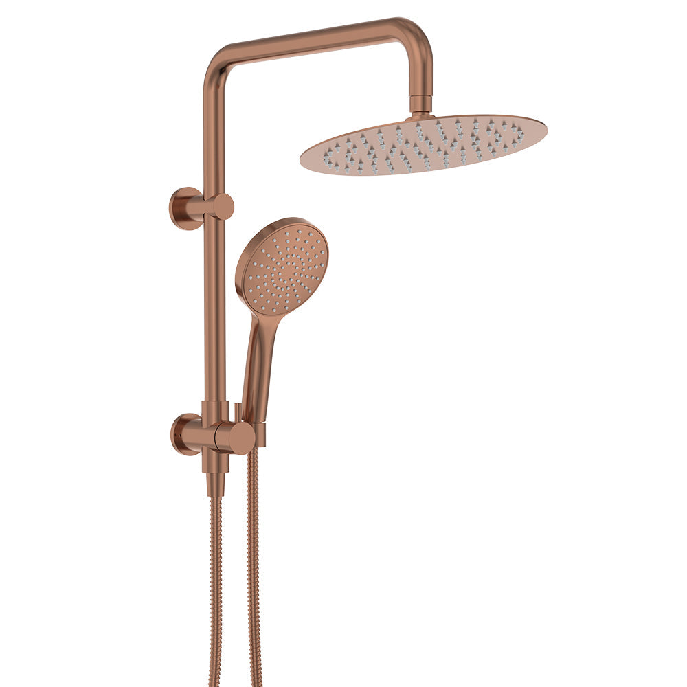 Kaya Twin Half-Rail Shower, Brushed Copper