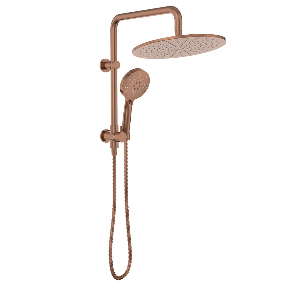 Empire Slim Twin Half-Rail Shower, Brushed Copper