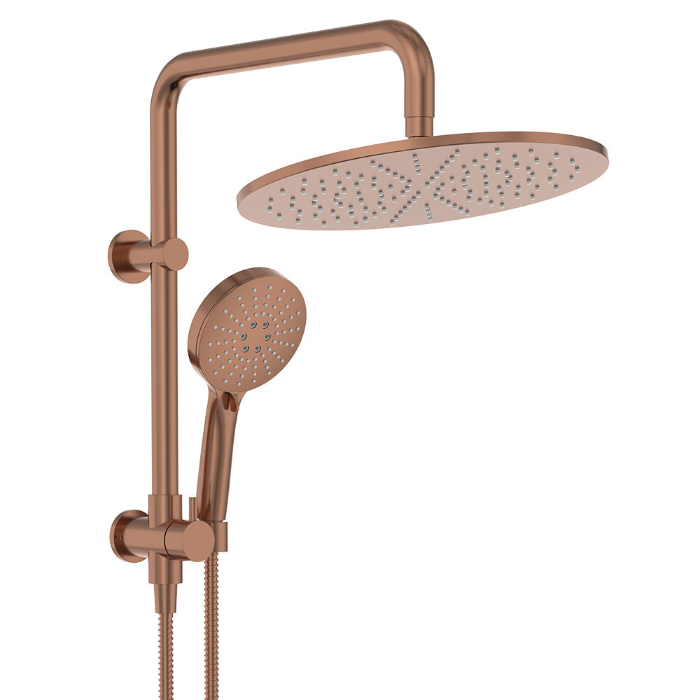Empire Slim Twin Half-Rail Shower, Brushed Copper