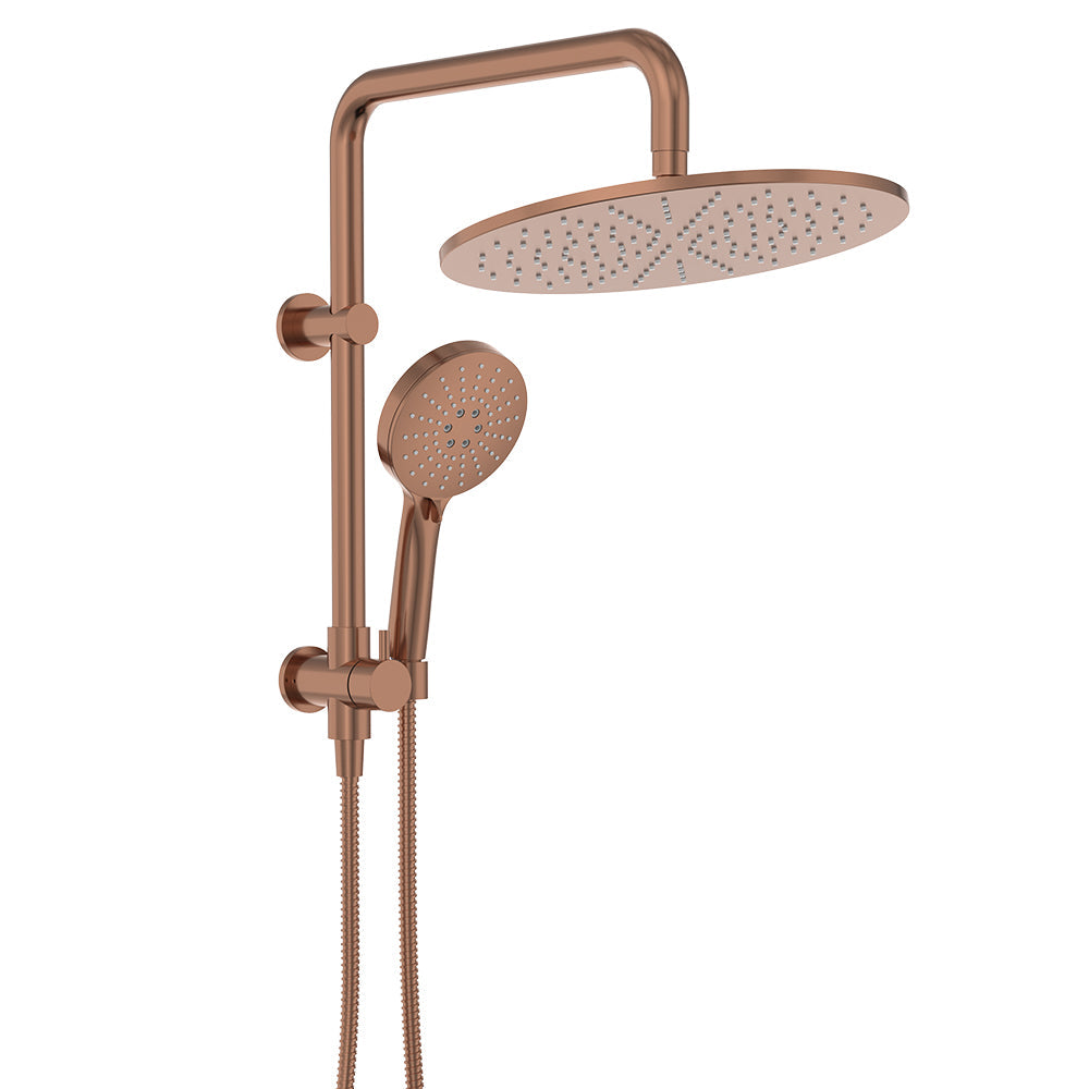 Empire Slim Twin Half-Rail Shower, Brushed Copper