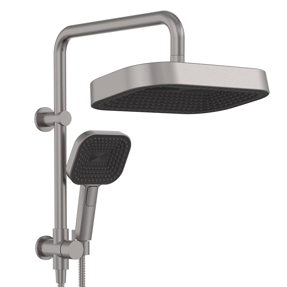 Fienza Kuro Twin Half-Rail Shower, Soft Square Head, Gun Metal