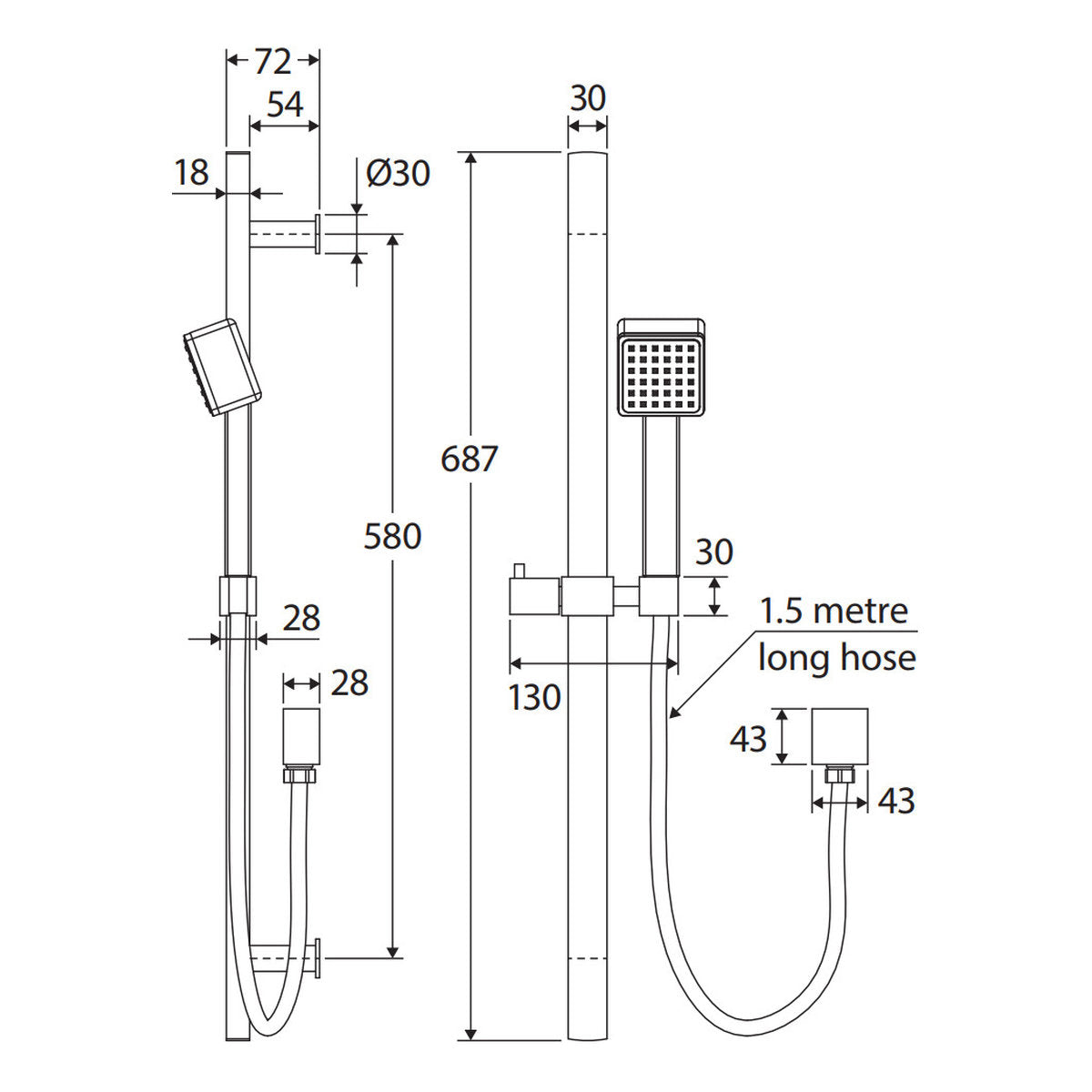 Fienza Modena Rail Shower