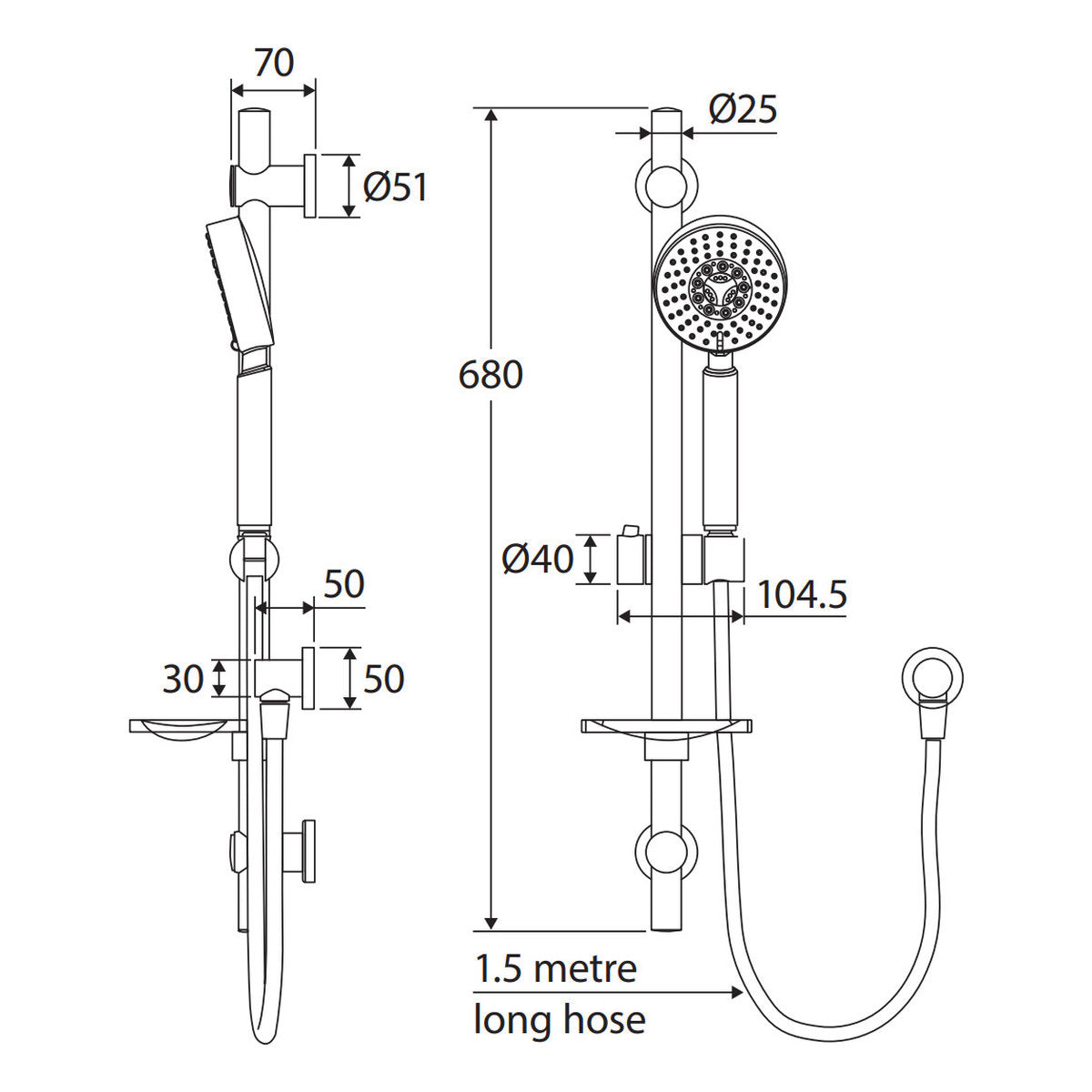 Fienza Stella Rail Shower With Soap Dish