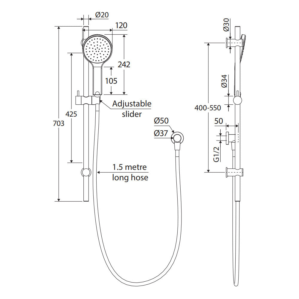 Kaya Rail Shower, Matte White